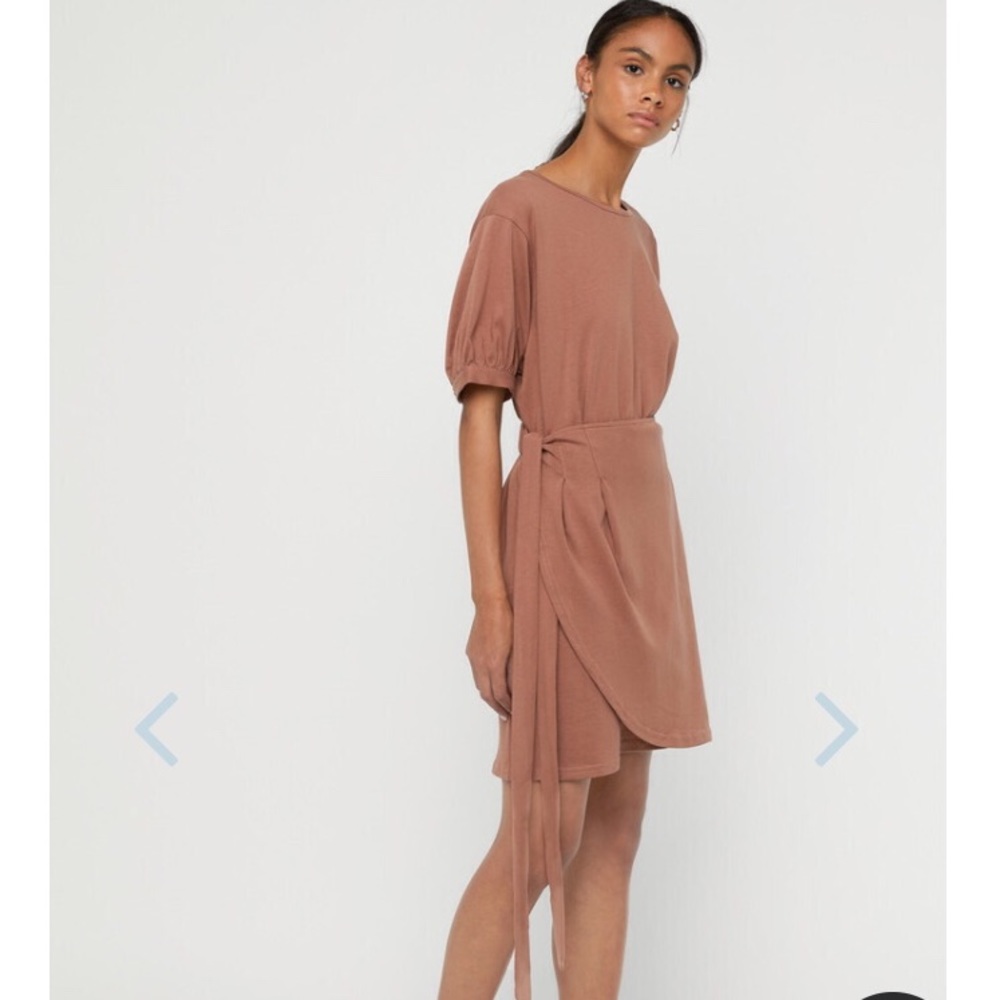 OAK + FORT Cotton Dress (in Rose) with Side Tie